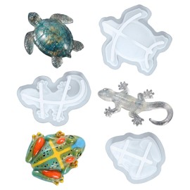 3Pcs Animal Resin Molds, Turtle Frog and Lizard Shapes Silicone Molds,