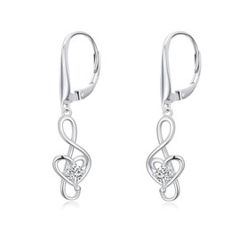 HPQQ Music Note Earrings 925 Sterling Silver Treble Clef Dangle Drop Earrings Jewelry for Women Her Music Lovers Student Teacher Birthday Christmas Gifts