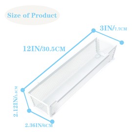 YFEEN Mesh Tray Kitchen Drawer Utensil Cutlery Tray Office Supplies with Inter-locking Arm Drawer Dividers Organizer for Silverware, Flatware, Home,Office, School,Bedroom(12＂X3＂6pack) White