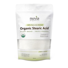 Nuvia Organics Stearic Acid -USDA Certified Organic, Non-GMO, 100% Plant Based; 8oz