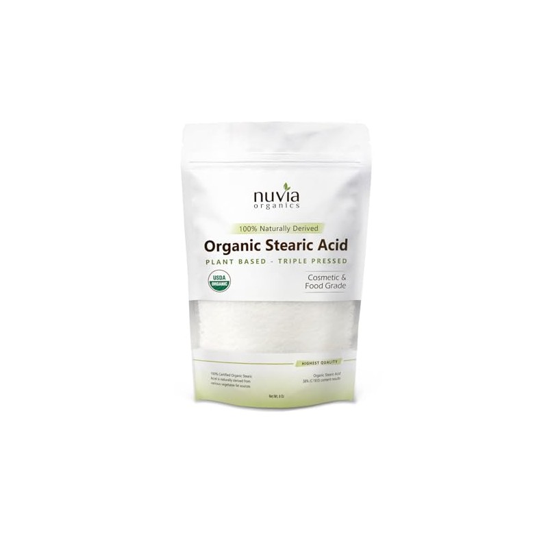Nuvia Organics Stearic Acid -USDA Certified Organic, Non-GMO, 100% Plant