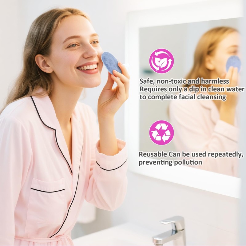 LOPHE 6 Pieces Washable Double Sided Oval Makeup Remover Pads