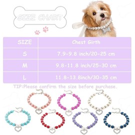 Diamond Dog Pearls Necklace, Fancy Cat Wedding Collar Jewelry for Small Dogs Puppy Girl's Pet Collar Bling Rhinestones Heart Pendants Birthday Gift (Purple, S(Neck for 7.9-9.8"))