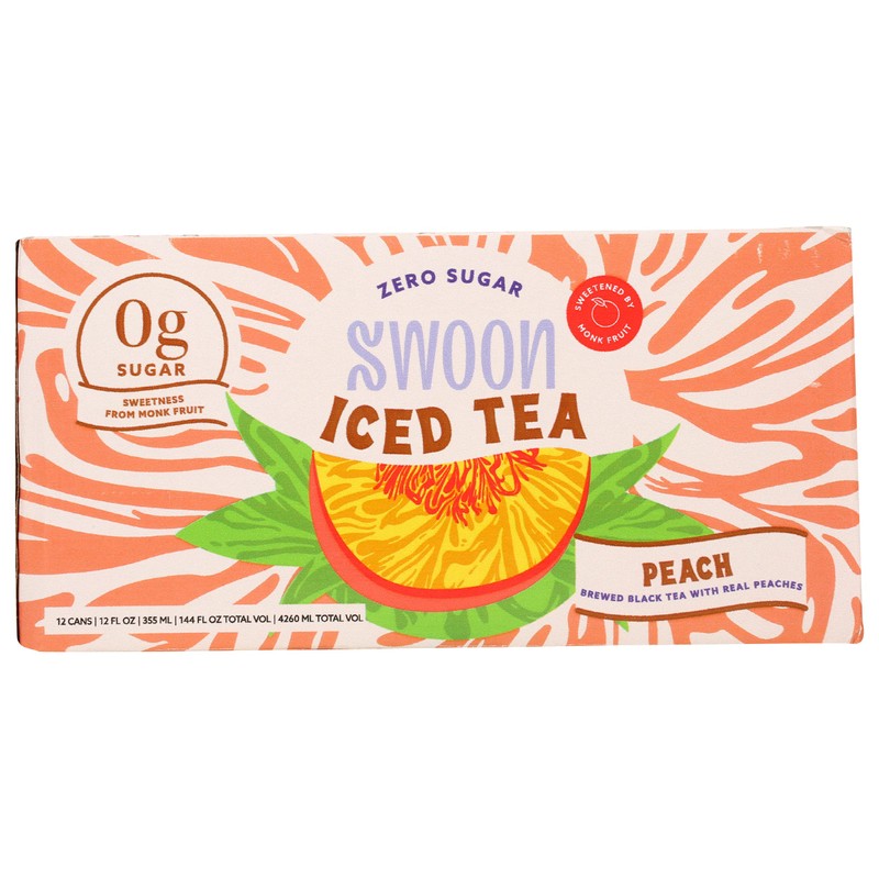 Swoon Peach Iced Tea, Zero Sugar, Gluten Free, 12 Fluid