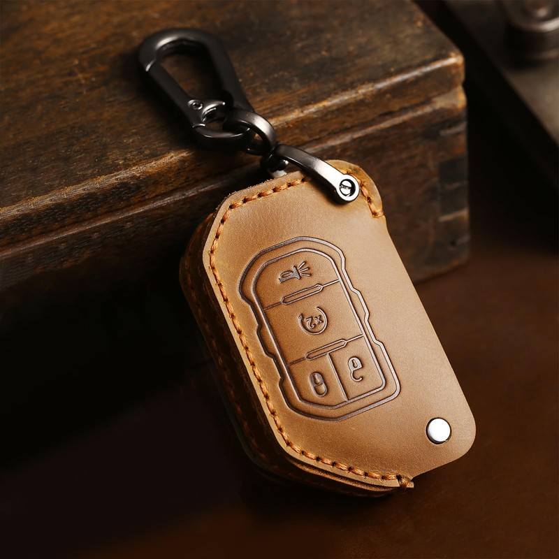 Aoocar 2018-2025 Flip Type Leather Key Fob Cover, Compatible with