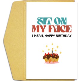 Qiliji Dirty Birthday Card for Wife Girlfriend, Funny Birthday Card from Husband Boyfriend, Raunchy Birthday Gifts for Her, Sit On My Face Bday Card