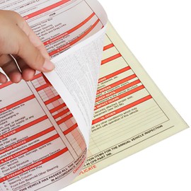 10Pack DOT Inspection Forms and Stickers – FMCSA Annual Inspection Sticker, DOT Annual Inspection Forms and Stickers, 3-Ply Carbonless Forms, and FMCSA DOT Permanent Aluminum Adhesive Decals.
