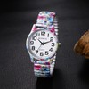 Lancardo Women Stretch Band Watch: Bohemia Flower Elastic Strap Analog