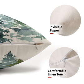 Watercolor Blue Green Tree Lumbar Pillow Covers 12X20 in Set of 2 Nature Themed Christmas Rectangular Pillow Cases Rustic Forest Pillowcase Home Decor for Living Room Couch Patio Sofa Porch Outdoor