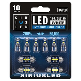 SIR IUS LED N3 DE3175 31MM 194 168 2825 Combo LED bulbs white Super Bright 300 Lumens 3030 Chipset for Japanese Car Truck Interiors Dome Map Door Courtesy License Plate Lights pack of 10