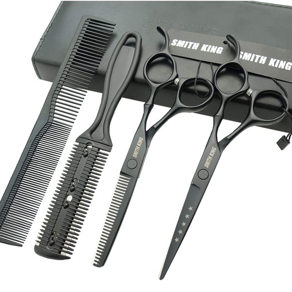 6.0 Inches Hair Cutting Scissors Set with Combs Lether Scissors