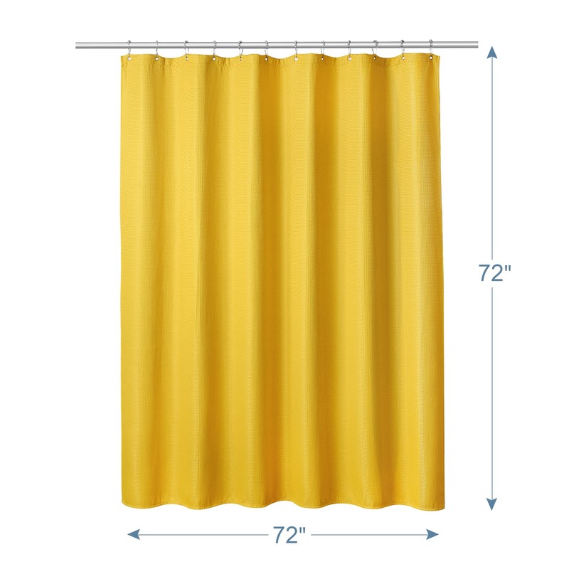 AmazerBath Waffle Shower Curtain, Bright Yellow Shower Curtain Fabric with