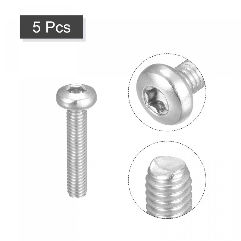 sourcing map M6x30mm Torx Security Machine Screws, 5pcs 316 Stainless