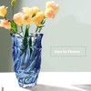 Deegufa 9.1" Blue Glass Vase for Home, Wedding Decor, Modern