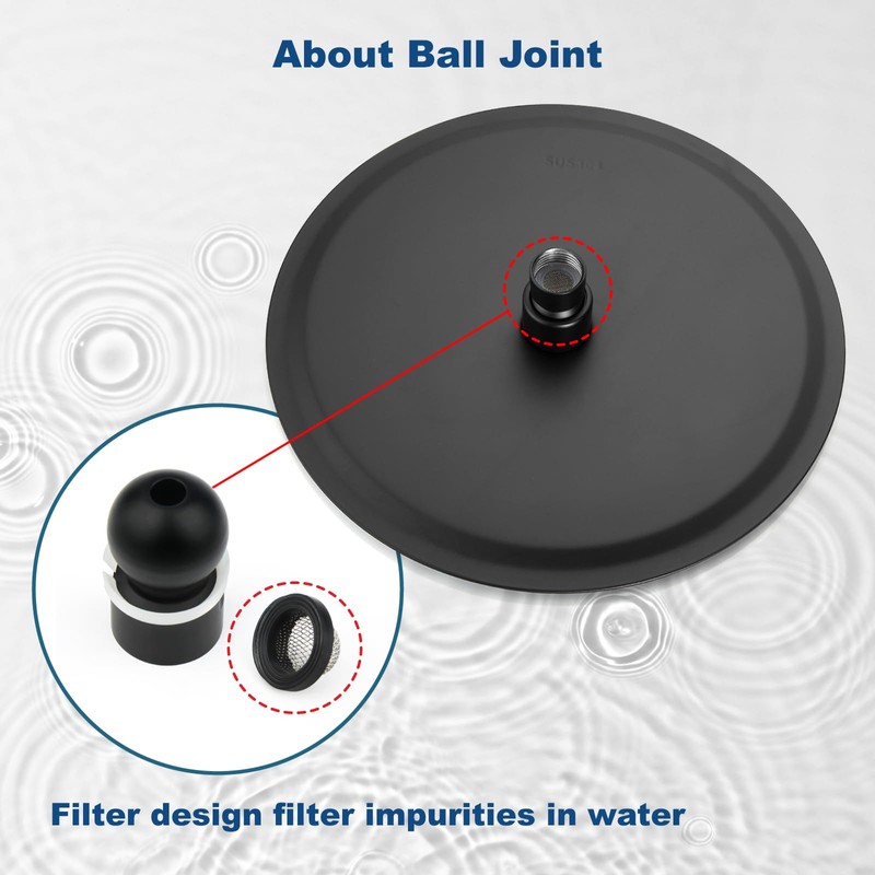 Midanya Round Rainfall Shower Head High Pressure Stainless Steel Waterfall