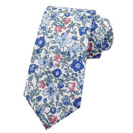 Mantieqingway Men's Cotton Printed Floral Neck Tie Skinny Ties for Men for Wedding, Groom, Groomsmen, Party, Missions, Dances, Daily Dress, Gifts