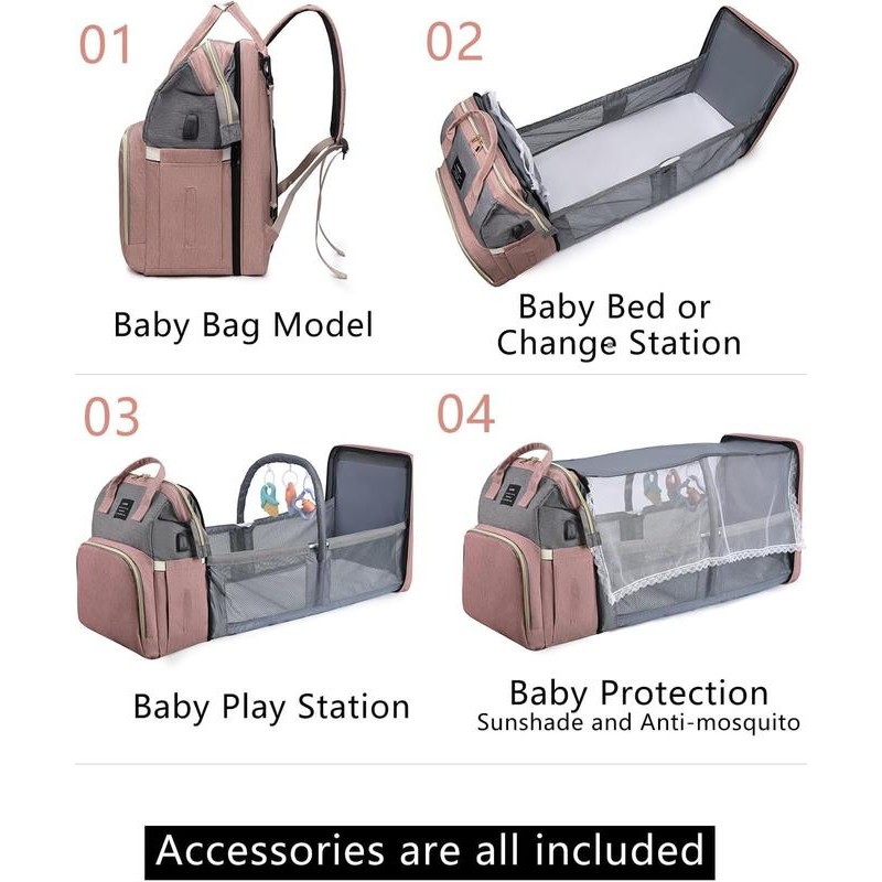 Travel Backpack with Changing Station - Colour: Pink