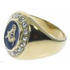 Masonic Mason Black Enamel men's 17 cz Ring 18K yellow