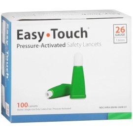 Easy Touch Pressure Activated Safety Lancets 26 Gauge 100 Lancets