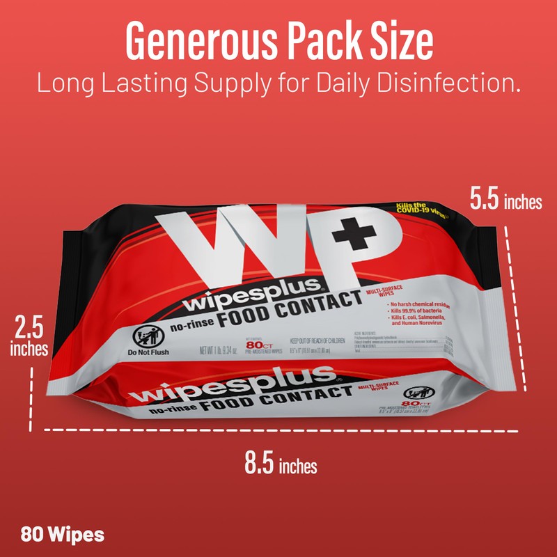 WIPESPLUS No-Rinse Food Contact Wipes, Multi-Surface Wipe, Unscented for Home