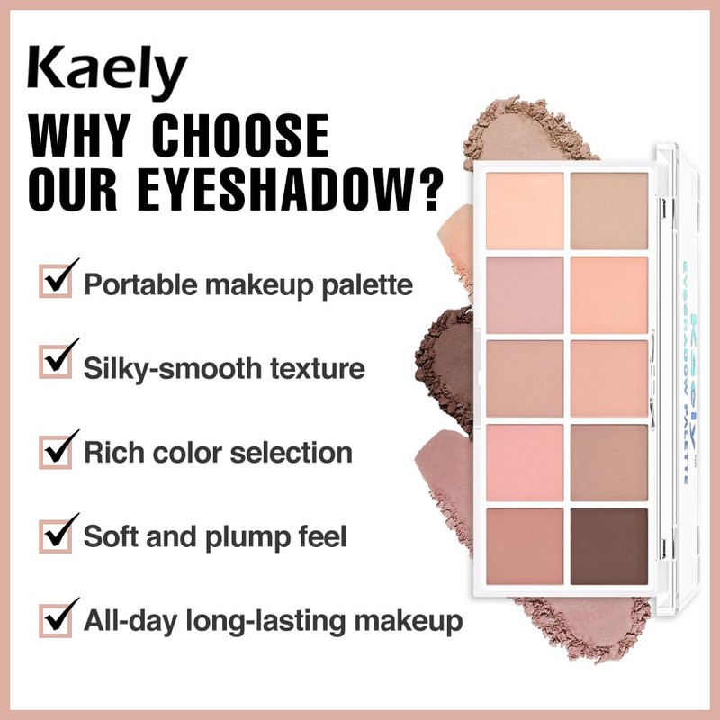 10 Eyeshadow Palette, Neutral Nude Brown Matte Eyeshadow Makeup,07