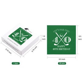 WRAPAHOLIC 50Pcs Golf 40th Birthday Paper Napkins - 3 Ply 40 Years Old Golfs Lets Par-tee Disposable Luncheon Napkin for Birthday Party, Golf Fans, Man - 6.5 x 6.5 In
