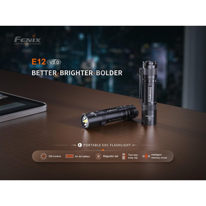 Fenix E12 V3 200 Lumen Compact LED AA Battery EDC
