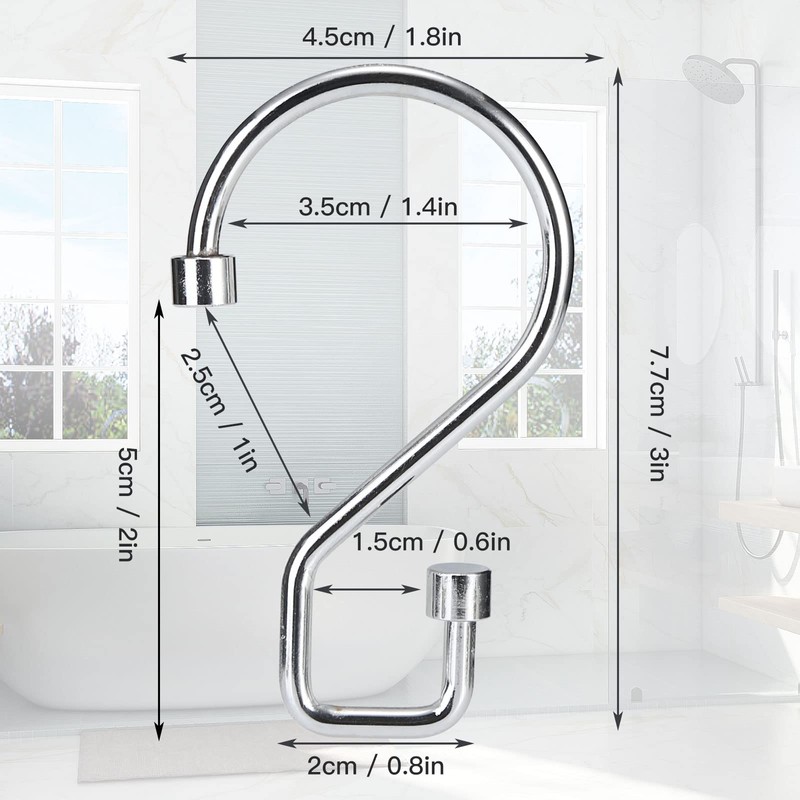 Goowin Shower Curtain Hooks, 12 Pcs S Shape Shower Curtain