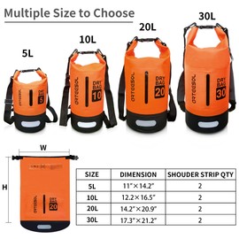 Blackace arteesol Waterproof Dry Bag 5L 10L 20L 30L 20L 20L 30L Waterproof Bag with Long Adjustable Handle for Kayaking Boat Excursion Canoe/Fishing/Rafting/Swimming/Snowboarding