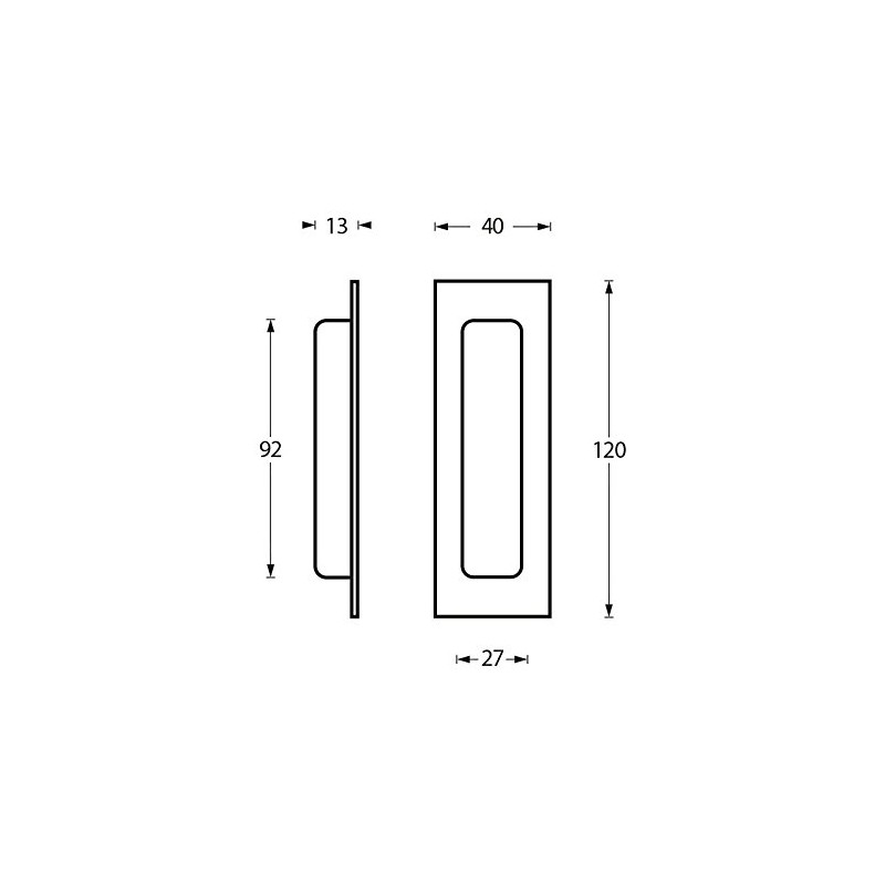 Intersteel 120 X 40 mm Satin Stainless Steel Rectangular Blind