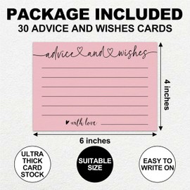 Qoamp Advice and Wishes Cards, 30 Pieces 4x6 Inches Minimalist Bridal Shower Card, Wedding Advice Cards, Wedding Registry Ideas, Wedding Cards for Bride and Groom, Newlyweds, Bridal Shower-A19