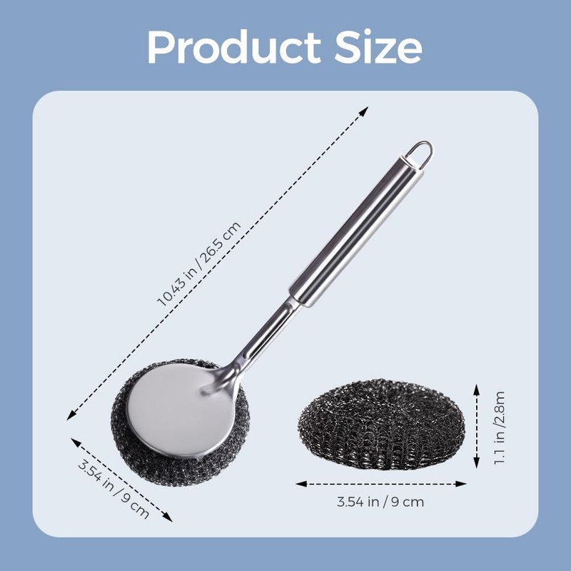 orimetre Long Handle Steel Wool Brush Set – 6 Replacement