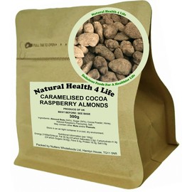 Natural Health 4 Life Caramelised Cocoa Raspberry Almond Nuts 300 g (1 Pouch)
