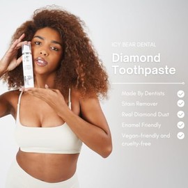 Icy Bear Dental Care ICY Bear Dental Teeth WHITENING Starter Bundle - 100ml Diamond Dust Toothpaste + 28 Whitening Strips - Pap+ - Whitening Toothpaste 1450ppm Fluoride - Tooth Stain Removal - Enamel-Friendly