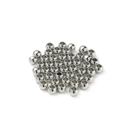 Loprome 60 cuentas espaciadoras redondas lisas de acero inoxidable 304 con agujero de 2 mm, cuentas sueltas sin costuras para hacer pulseras, joyas, hallazgos de 5 mm