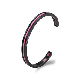 BTEYIVTA Handmade Minimalist Cuff Bracelet with Lucky Nautical Rope Inlaid Stainless Steel Cuff Unique and Stylish Bangle For Men And Women (Black-Pink, S/M)