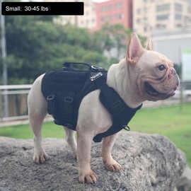 ICEFANG GN3 Tactical Dog Harness with 6X Buckle,Dog Molle Vest with Handle,3/4 Body Coverage,Hook and Loop Panel for ID Patch,No Pulling Front Clip (S (22"-27" Girth), Black)