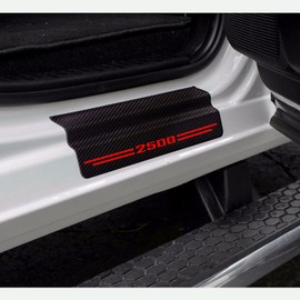 Car Accessories Carbon Fiber Door Sill Scuff Plate Auto Door Entry Guard Scratch Shield for Dodge Ram 2500 2012-2024 Auto Accessories (2500, RED)