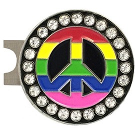 Giggle Golf Bling Rainbow Peace Sign Golf Ball Marker with A Standard Hat Clip