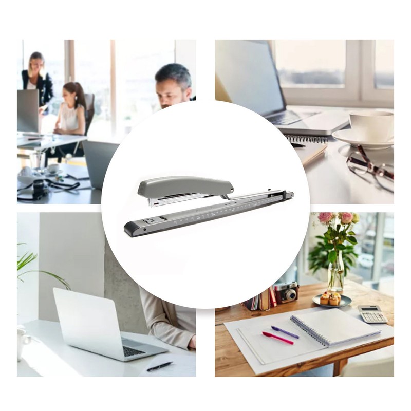 Stapler Desktop Large Capacity Metal Long Arm Handheld Stapler with