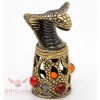 Solid Brass Amber Thimble with Cobra Snake as a lid