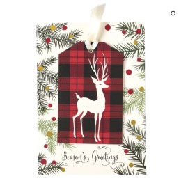 Anna Griffin, "Deer on Plaid" 3 Dimensional Boxed Christmas Cards, 10 Count