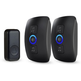 Wireless Doorbell, KERUI Waterproof Door Chime Kit Transmitting at 1000 Feet with 2 Plug-In Receivers, 60 Melodies, 5 Volume Levels Sound and LED Flash