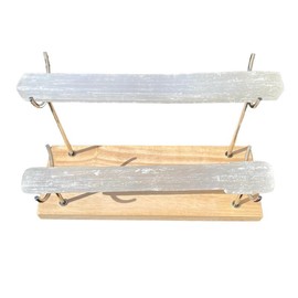 2-Tier Selenite Bracelet Holder, Silver/Gold, Holds up to 50 bracelets Wood Organiser Racks Wooden - Metal Color: Silver