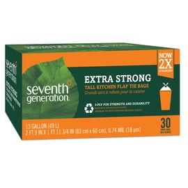 Seventh Generation Tall Kitchen Trash Bags, 13 gal, 30 Bags