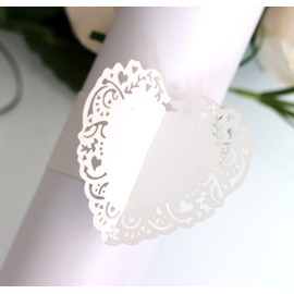 Pack of 30 Love Heart Paper Napkin Rings, Napkin Holders, Napkin Buckles, Table Decoration for Wedding, Party, Dinner, Anniversary, Birthday, Christmas, Green