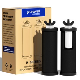 Purewell PH-2 White 3-Stage Alkaline Filter Elements, Additional filters for Berkey® Black Filters, Berkey® Gravity Filtration System and Purewell System, pH 8-9 (2 Pack, K Series)