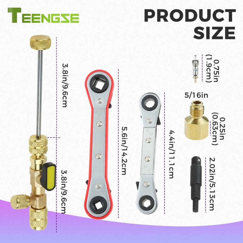 TEENGSE Valve Core Remover Installer Tool with Dual Size SAE
