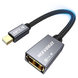 8K Mini DisplayPort to DisplayPort 1.4 Adapter (8K@60Hz, 4K@144Hz, 2K@240Hz) 32.4Gbps Bi-Directional Mini DP [Thunderbolt 2] Male to DP Female Converter for Gaming Laptop, MacBook, PC, Monitor