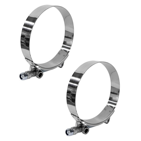 JUSTTOP 2PCS 3 Inch T-Bolt Hose Clamp, Adjustable 83-91mm Clamp